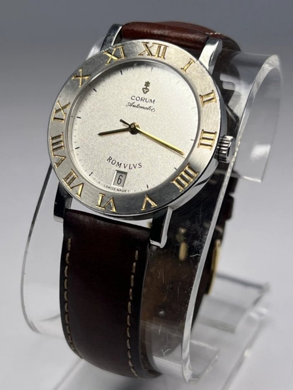 Corum ROMVLVS Automatic Date Watch 35mm Steel w/ Gold Tone Accents & Buckle READ